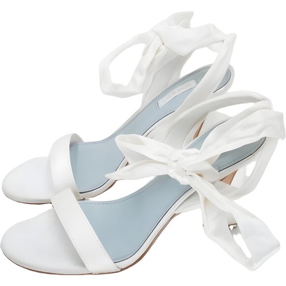 Nine West Kelsie White Satin Ankle-Tie Heeled Sandals Women's US 8M - Picture 2 of 6